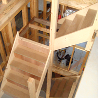 View of the bones of a staircase in the construction stage